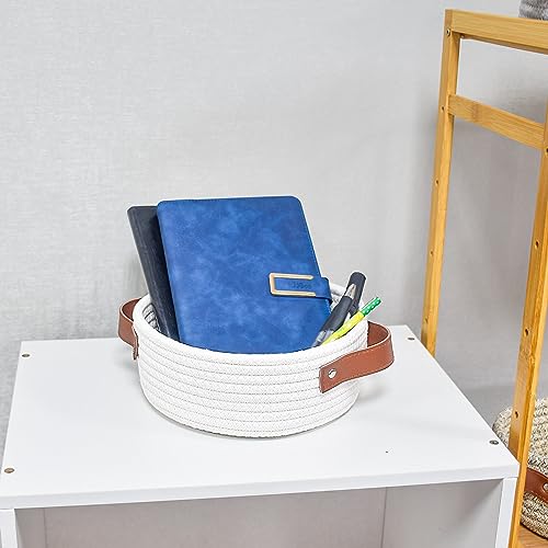 ABenkle Mini Cotton Rope Storage Bin, Boho Decorative Toy Organizer, Cute Tiny Shelf Baskets