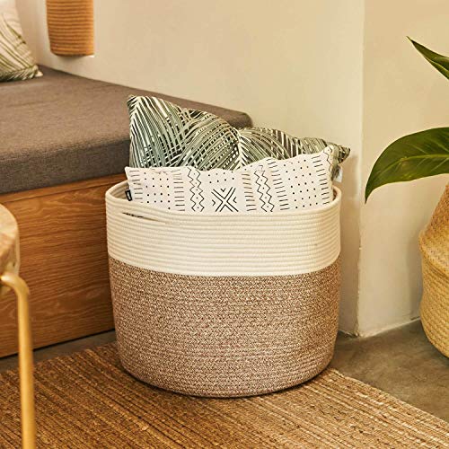Goodpick Small Woven Basket with Handles and Blanket Toy Set of 2