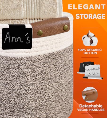 CHAT BLANC Cotton Rope Baskets for Storage and Organization