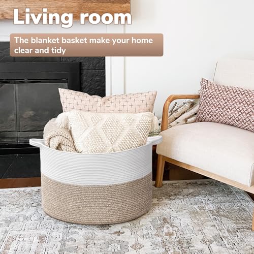 Goodpick Large Cotton Rope Basket for Nursery, Laundry & Toy Storage (21.7 x 13.8 inches)