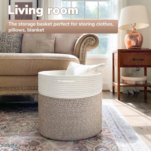 Large Cotton Rope Basket for Living Room and Nursery