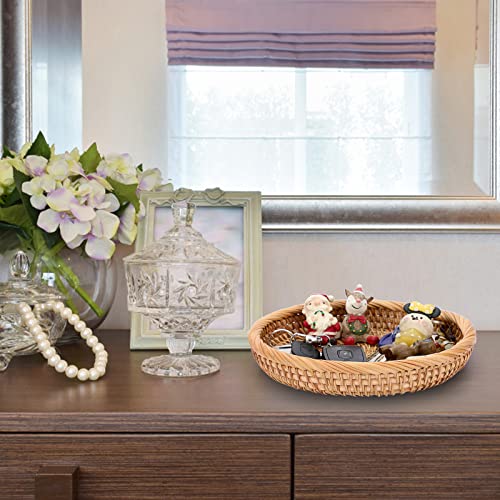Hipiwe Hand-woven Rattan Small Round Storage Basket for Keys and Décor