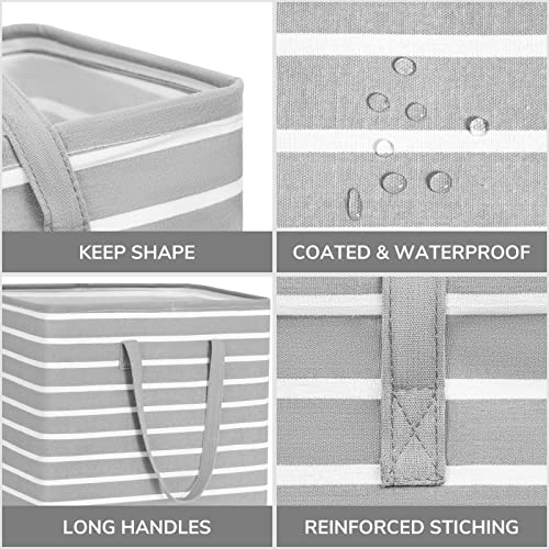 2 Pack 75L Grey Collapsible Laundry Hamper for Towels & Bedding